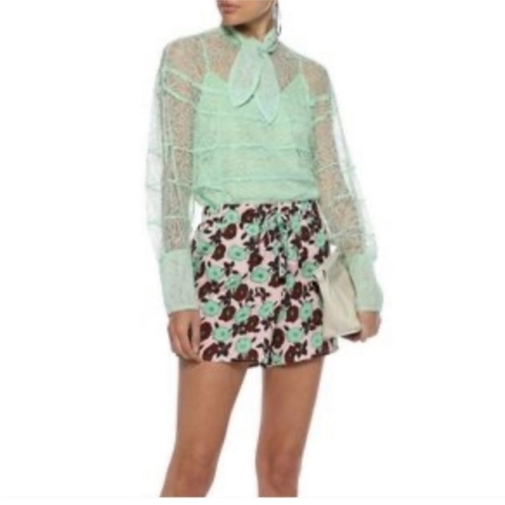 Sandro Izzie Lace Tie Neck Blouse